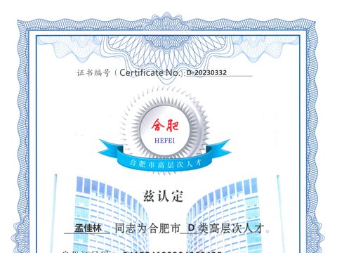 高层次人才证书