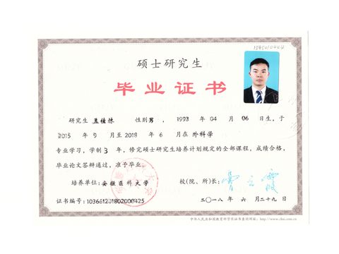 硕士研究生毕业证书