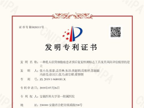 乳头状肾细胞癌预后复发检测标志工具及风险评估模型